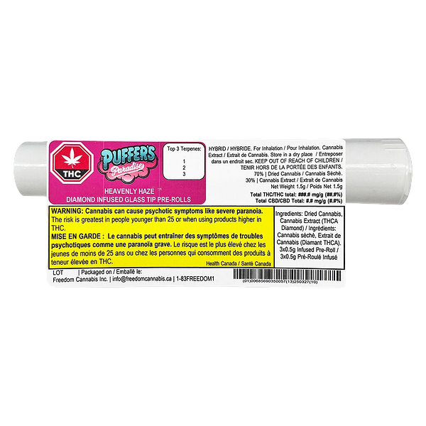 Puffer's Paradise - Heavenly Haze Diamond Infused Glass Tip Pre Roll