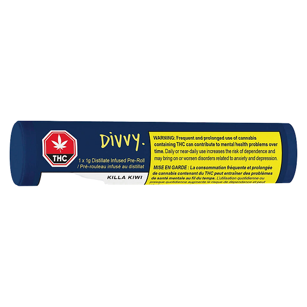 Divvy - Killa Kiwi Distillate Infused Pre Roll