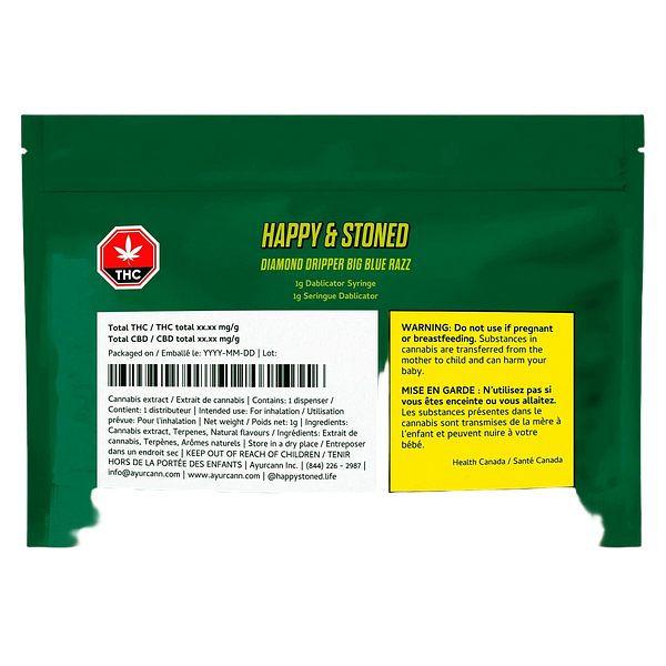 Happy & Stoned - Big Blue Razz Diamond Dripper