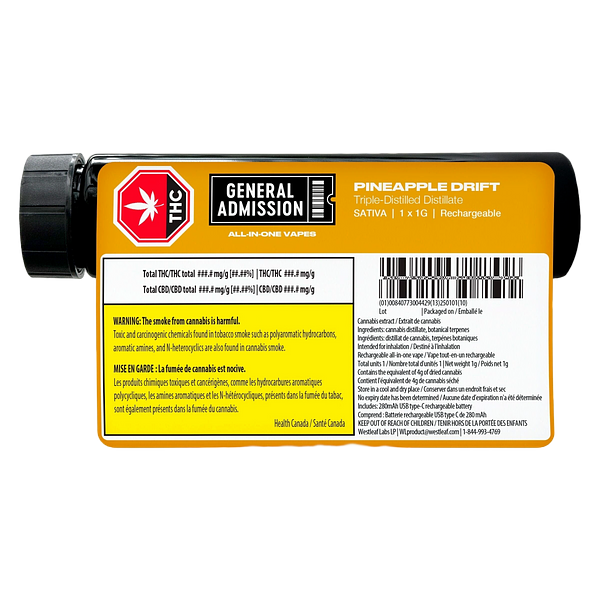 General Admission - Pineapple Drift Sativa Rechargeable All-in-One Vape