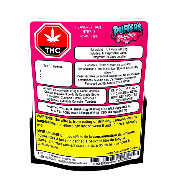 Puffer's Paradise - Heavenly Haze AIO Disposable Vape
