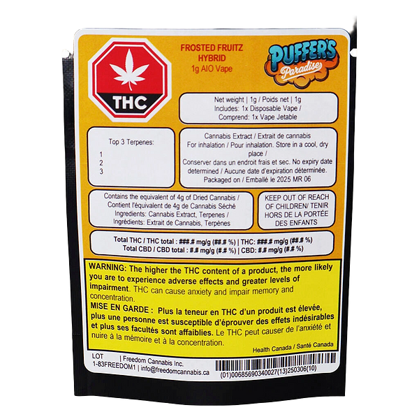 Puffer's Paradise - Frosted Fruitz AIO Disposable Vape