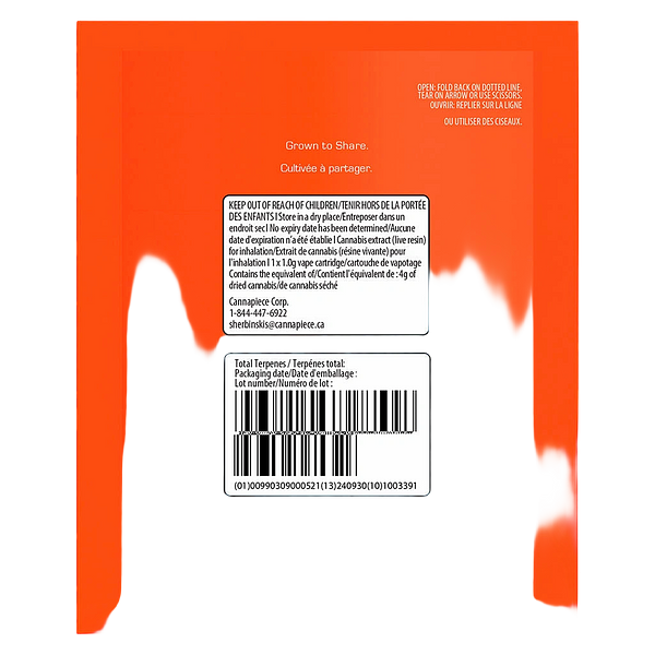 Sherbinskis - Zauce Pure Live Resin 510 Thread Cartridge