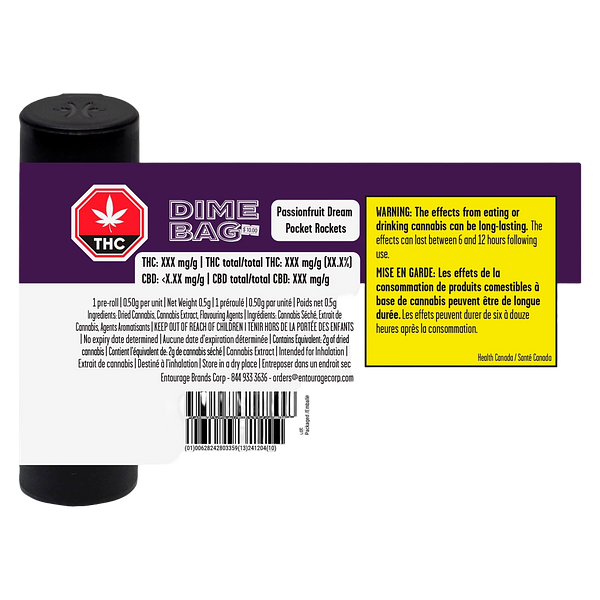 Dime Bag - Passionfruit Dream Pocket Rockets Infused Pre Roll