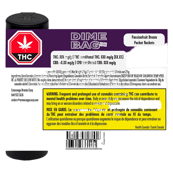 Dime Bag - Passionfruit Dream Pocket Rockets Infused Pre Roll