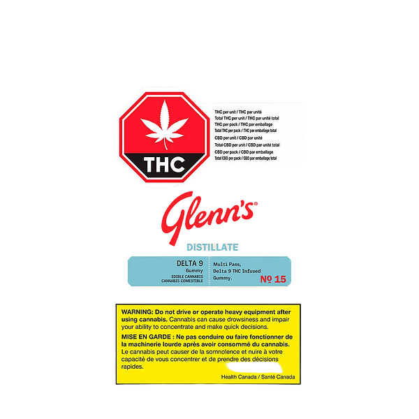 Glenn's - no.15 Delta 9 Distillate-Watermelon Gummie