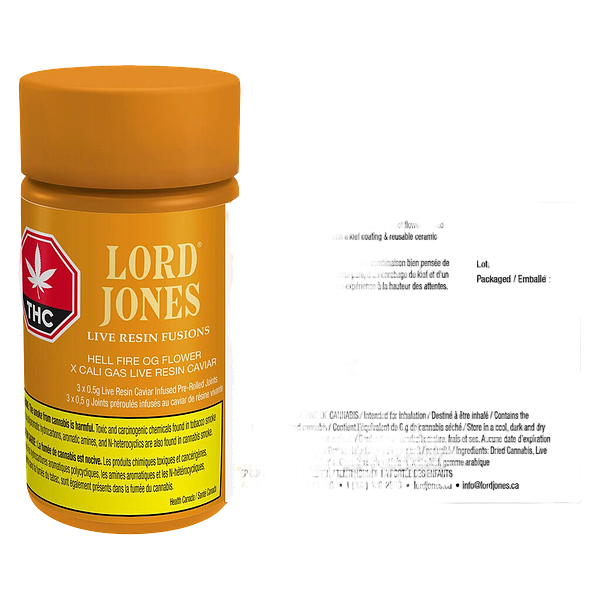 Lord Jones - Hell Fire Og X Cali Gas Live Resin Fusions Infused Pre-Roll