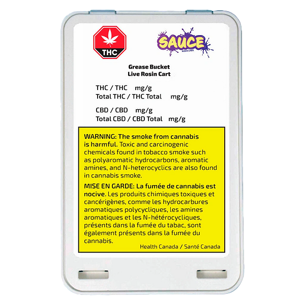 Sauce Rosin Labs - Grease Bucket Live Rosin 510 Thread Cartridge