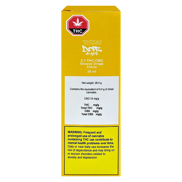 TYTAN Dope Drops - 2:1 THC:CBG Groove Drops - Citrus