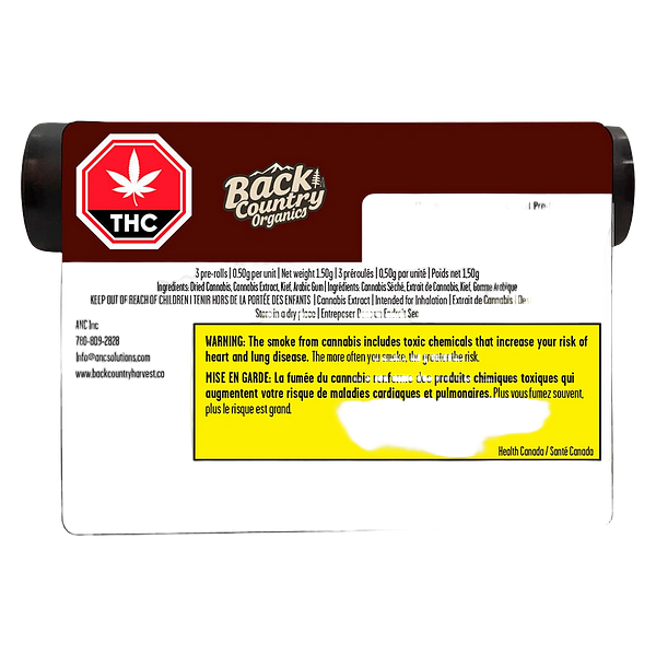 Back Country - GMO Bomb Rosin Infused Kief Coated Pre-Roll