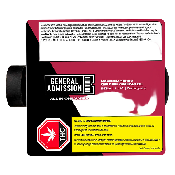 General Admission - Grape Grenade Liquid Diamond All-In-One Vape