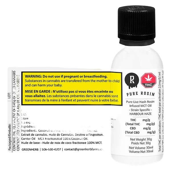 Pure Rosin - Pure Live Hash Rosin Infused MCT Oil - HARBOUR HAZE