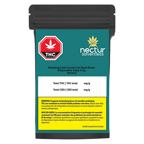 Nectur Solventless - Rotating Cold Cured Live Hash Rosin Disposable Vape
