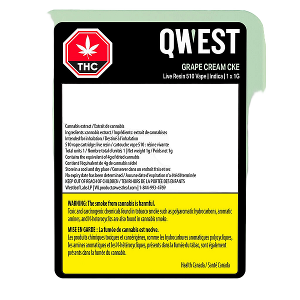 Qwest - Grape Cream CKE Live Resin 510 Thread Cartridge