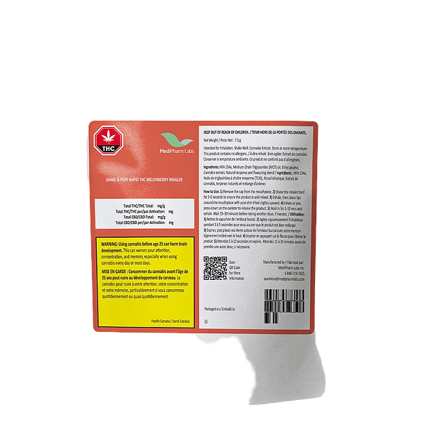 MediPharm Labs - Shake & Puff Rapid THC MelonBerry Inhaler