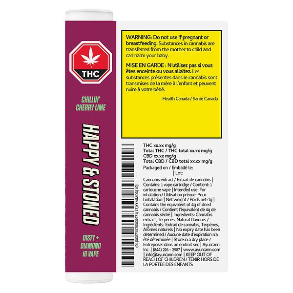 Happy & Stoned - Chillin' Cherry Lime Disty+diamond 510 Thread Cartridge image 3