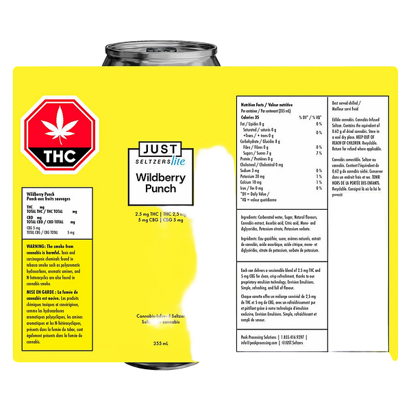 Just Seltzers Lite - Wildberry Punch 2.5 THC + 5 CBG Seltzer