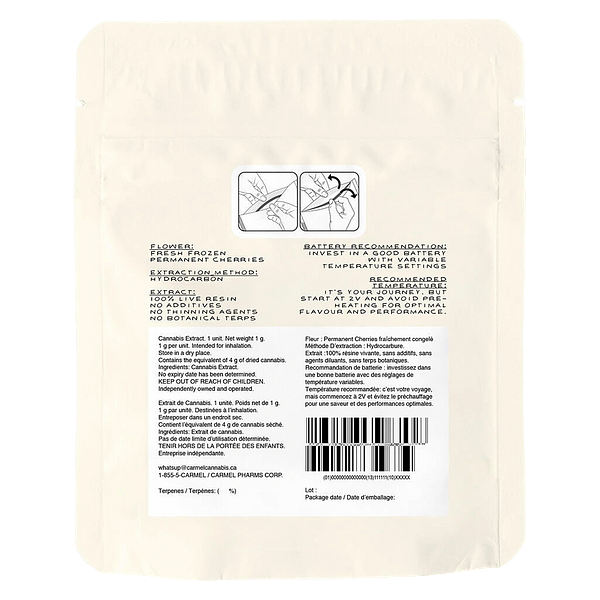 Carmel - Permanent Cherries Pure Live Resin 510 Thread Cartridge