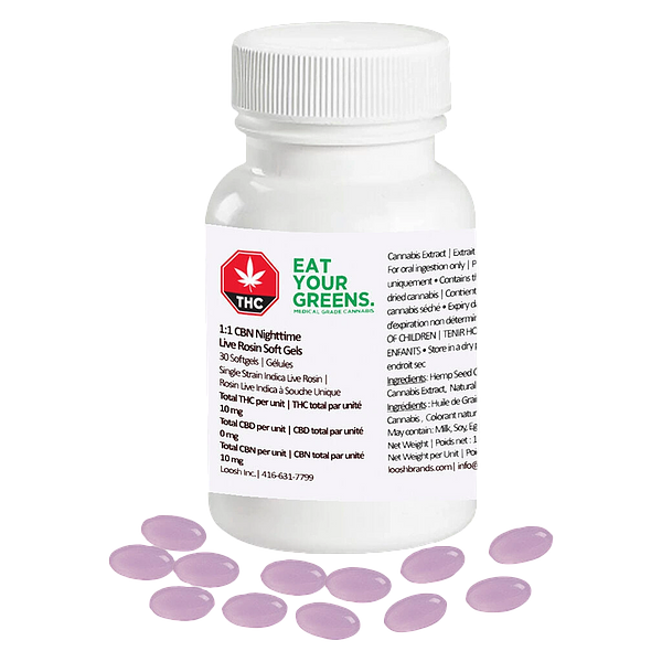 Eat Your Greens. - 1:1 Thc:Cbn Nighttime Soft Gels