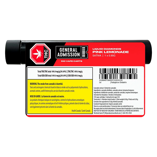 General Admission - Pink Lemonade Liquid Diamond 510 Thread Cartridge