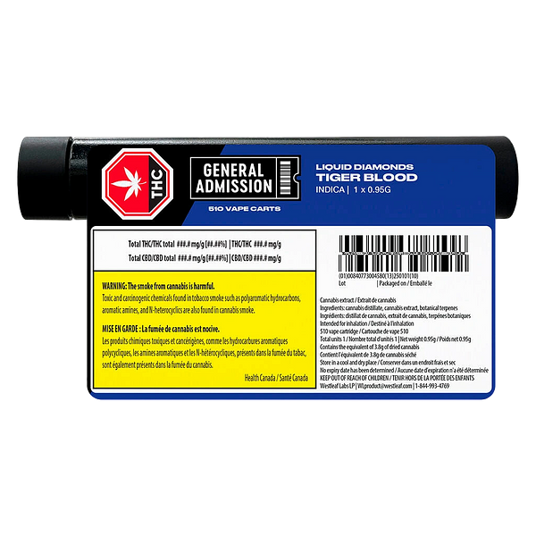 General Admission - Tiger Blood Liquid Diamond 510 Thread Cartridge