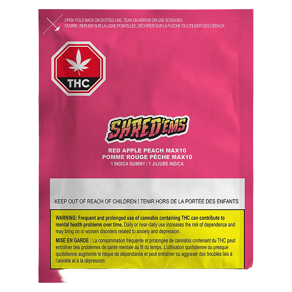 SHRED'EMS - Red Apple Peach Max10 Party Pack 100 Thc Gummies