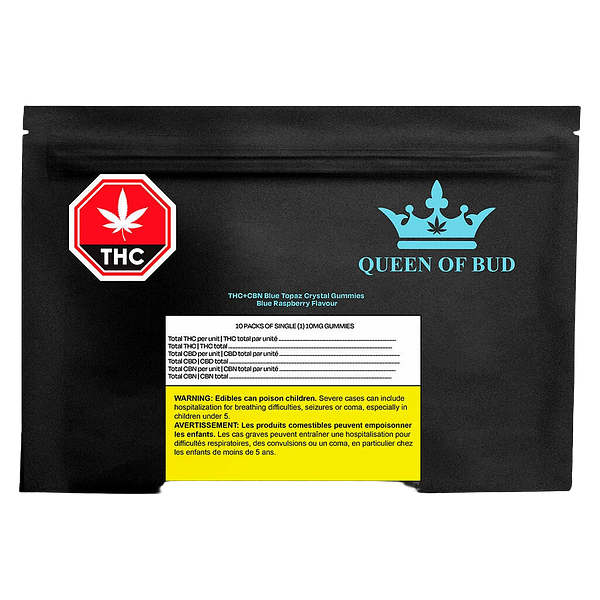 Queen of Bud - THC+CBN Blue Topaz Crystal Gummies (Blue Raspberry)
