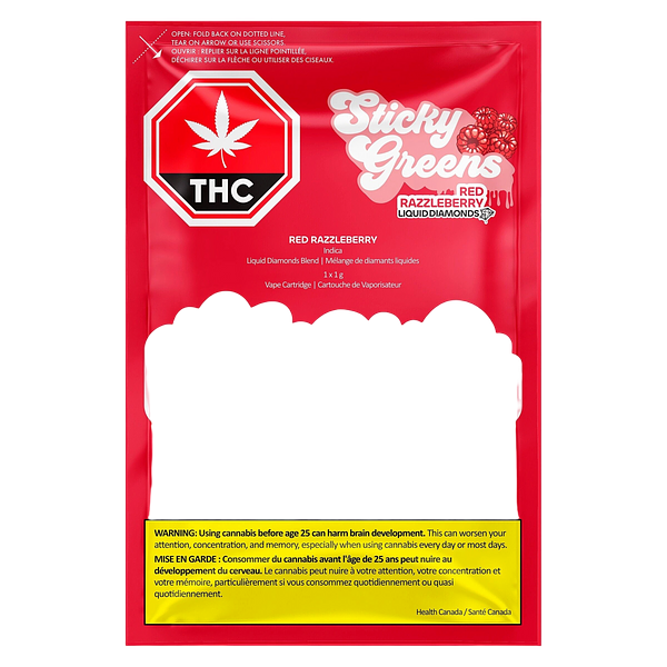 Sticky Greens - Red Razzleberry Liquid Diamond 510 Thread Cartridge