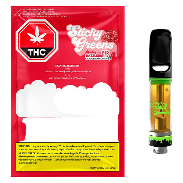 Sticky Greens - Red Razzleberry Liquid Diamond 510 Thread Cartridge