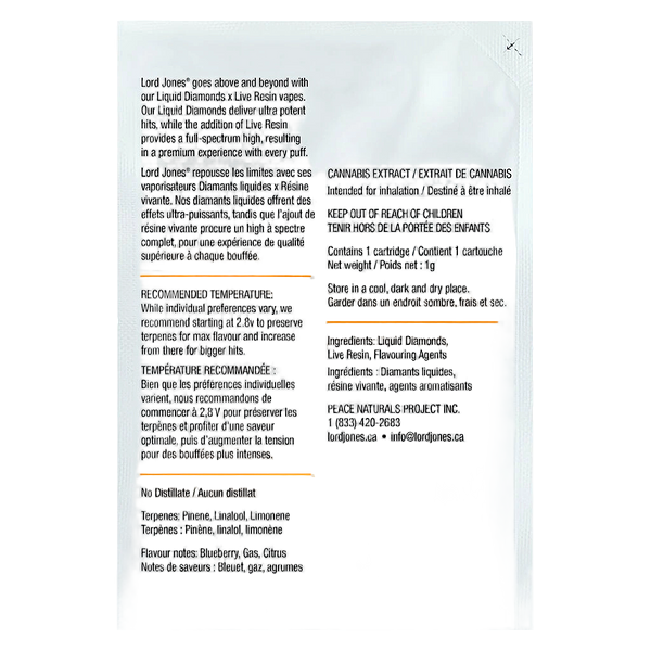 Lord Jones - Sour Blueberry Liquid Diamonds x Live R 510 Thread Cartridge