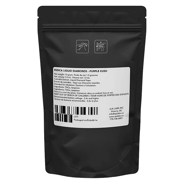 Solid Gold - Indica Liquid Diamonds Vape 510 Thread Cartridge- Purple Kush