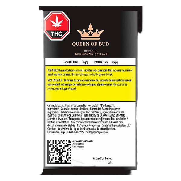 Queen of Bud - Sunstone Liquid Crystals 510 Thread Cartridge