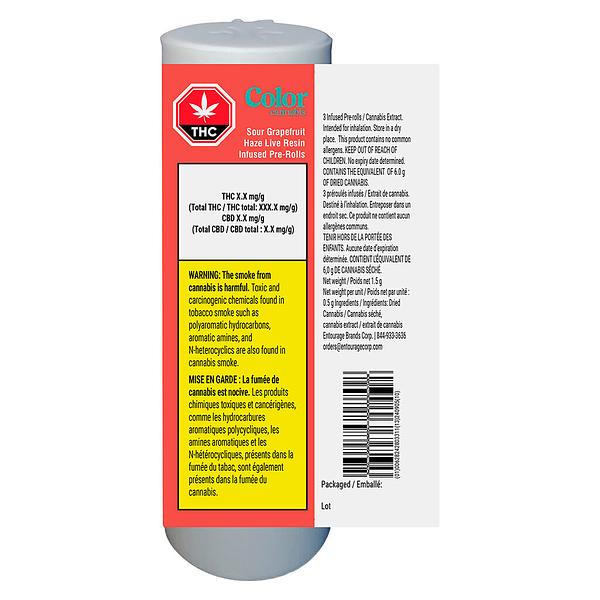 Color Cannabis - Sour Grapefruit Haze Live Resin Infused Pre Roll image 3