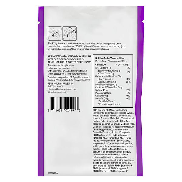 SOURZ by Spinach - Peach Passionfruit 1:1:1 Cbn Cbd Thc Gummies image 3