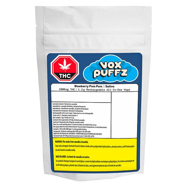 VoxPuffz - Blueberry Pom Pom Rechargeable All In One Vape 1000 Thc image 2