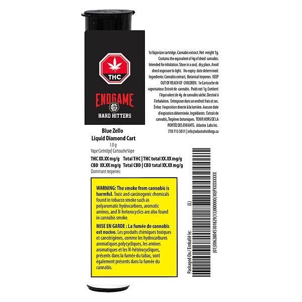 Endgame - Hard Hitters Blue Zello Liquid Diamond 510 Thread Cartridge image 3