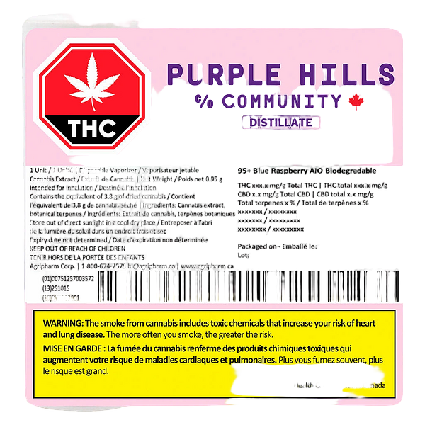 Community c/o Purple Hills - 95+ Blue Raspberry AIO Biodegradable