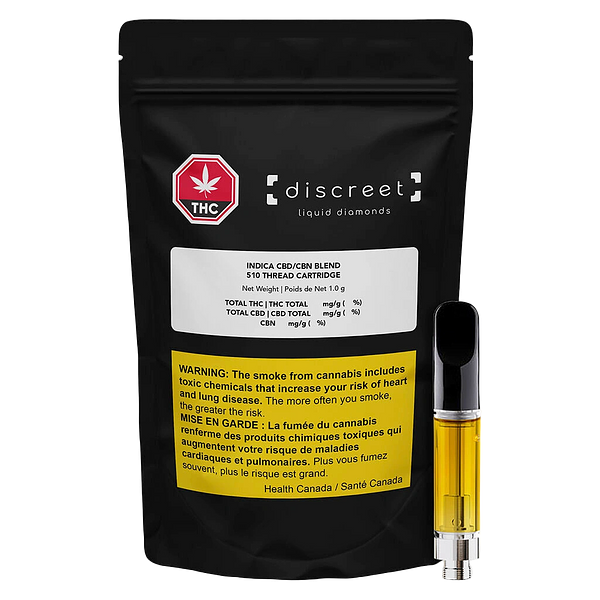Discreet - Indica CBD/CBN Blend Vape 510 Thread Cartridge