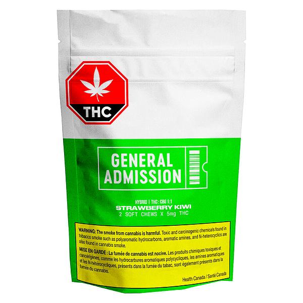 General Admission - Strawberry Kiwi THC/CBG Soft Chews (1:1) image 2