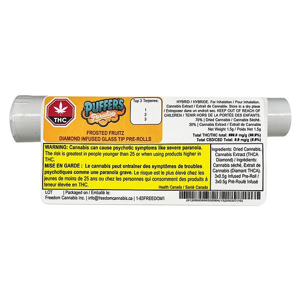 Puffer's Paradise - Frosted Fruitz Diamond Infused Glass Tip Pre Roll image 3