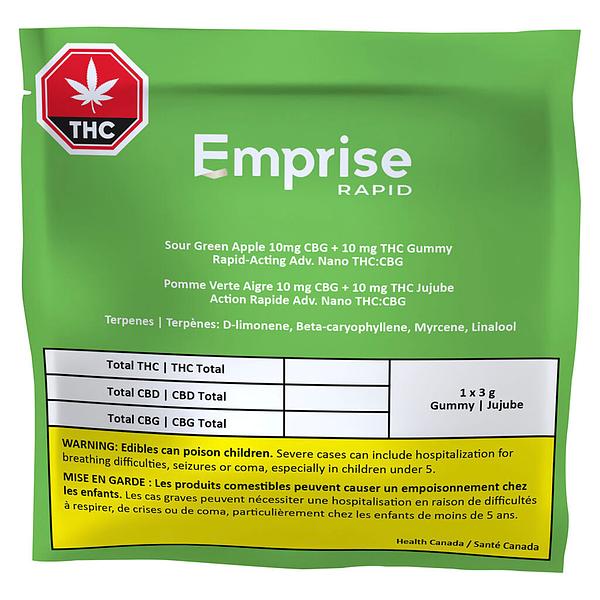 Emprise Rapid - Sour Green Apple 10 CBG + 10 THC Gummies image 2