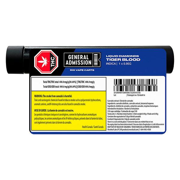 General Admission - Tiger Blood Liquid Diamond 510 Thread Cartridge image 3