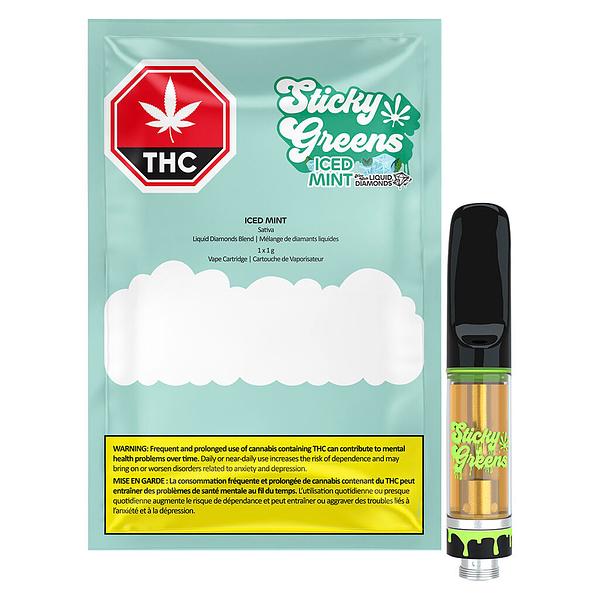 Sticky Greens - Iced Mint - Liquid Diamond Blend 510 Thread Cartridge image 4