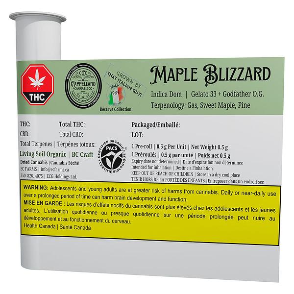 Cappellano Cannabis Co. - BC ORGANIC (LSO) MAPLE BLIZZARD Pre-Roll image 3