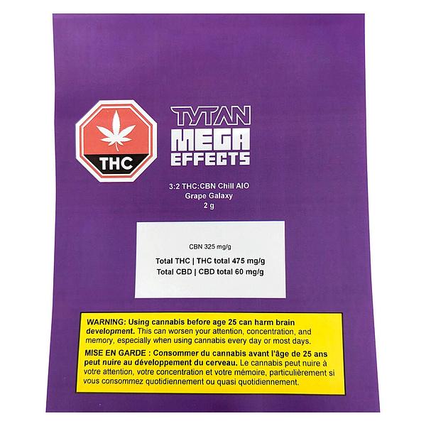 TYTAN Mega Effects - 3:2 THC:CBN Chill AIO - Grape Galaxy image 2