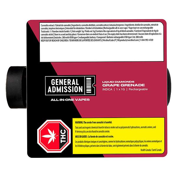 General Admission - Grape Grenade Liquid Diamond All-In-One Vape image 3