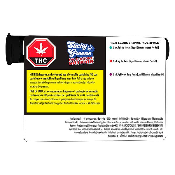Sticky Greens - High Score Sativa Liquid Diamond Double Infused Pre Roll image 3