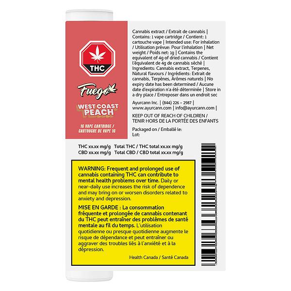 Fuego - West Coast Peach 510 Thread Cartridge image 3