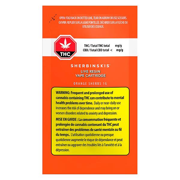 Sherbinskis - Orange Sherbs Live Resin 510 Thread Cartridge