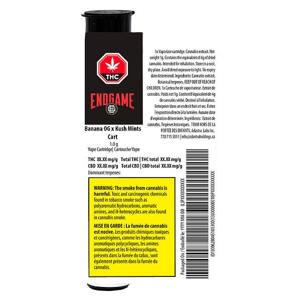 Endgame - Banana Og X Kush Mints 510 Thread Cartridge